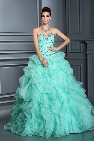 Robe de quinceanera longue de mode de bal en organza avec lacets avec sans manches - Photo 4