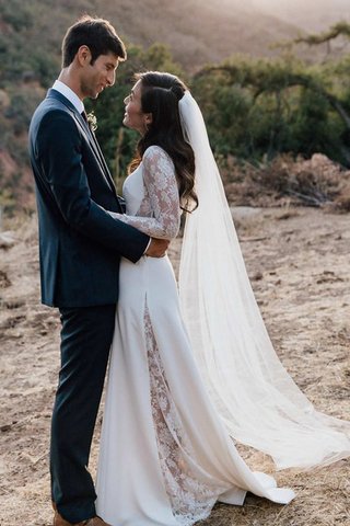 Abito da Sposa Spazzola Treno in pizzo Elegante A-Line A Terra decorato - Foto 2