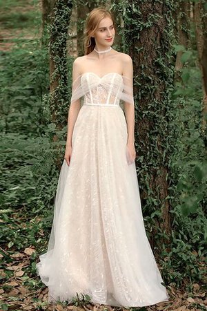 Robe de mariée avec bouton a-ligne parfait de bustier chic - Photo 1