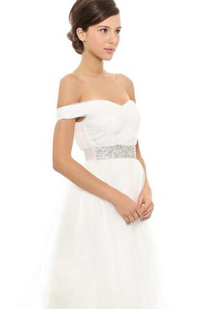 Robe de mariée en organza avec sans manches avec perle ceinture en étoffe avec ruban - Photo 3