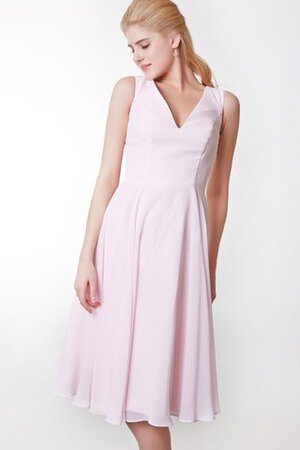 Robe demoiselle d'honneur plissage simple avec chiffon ligne a manche nulle - Photo 3