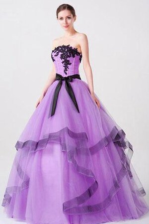 Gesticktes Perlenbesetztes Organza Tüll Quinceanera Kleid mit Applike mit Bordüre - Bild 1