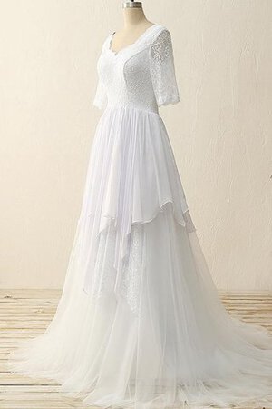 Spitze Sweep Zug Satin Tüll Brautkleid mit Bordüre - Bild 3