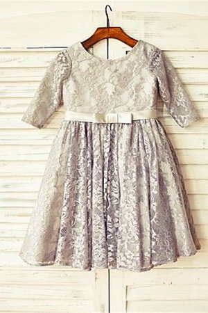 Robe de cortège enfant naturel avec zip de princesse ligne a avec manche 3/4 - Photo 1