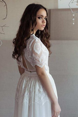 Robe de mariée trou de serrure elevé appliques col en bateau en chiffon - Photo 2