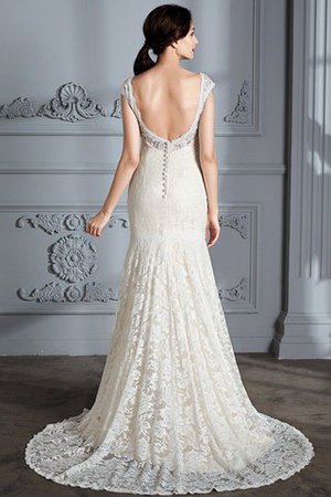 Elegante Vestido de Novia de Natural de Escote en V de Encaje Adorno de Cola Barriba - Foto 7