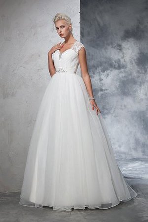 Abito da Sposa Ball Gown con Increspato Vintage Senza Maniche in Tulle - Foto 5