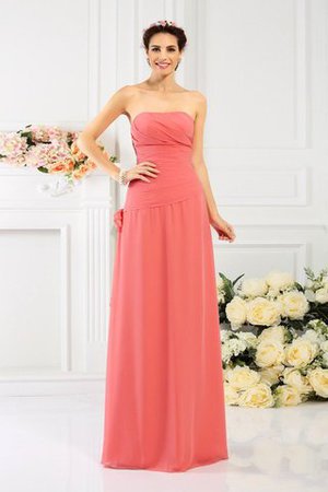 Robe demoiselle d'honneur avec fleurs fermeutre eclair en chiffon de bustier gaine - Photo 1