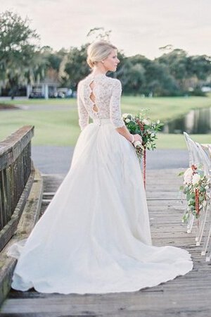 Robe de mariée romantique luxueux avec perles v encolure a-ligne - Photo 6