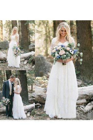 Abito da Sposa A Terra conservatore Vintage Elegante Semplice con Piega - Foto 2