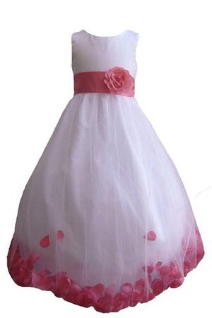 Robe de cortège enfant jusqu'au mollet encolure ronde ligne a avec fleurs en tulle - Photo 1