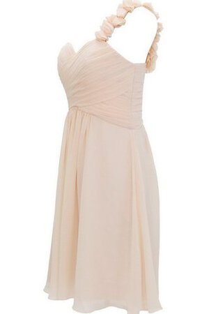 Robe demoiselle d'honneur plissé naturel avec fleurs en chiffon manche nulle - Photo 11