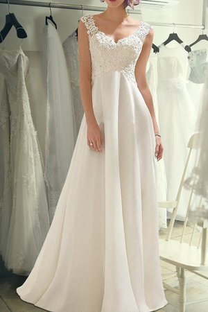 Robe de mariée absorbant de col en v avec perle avec sans manches impressioé - Photo 1