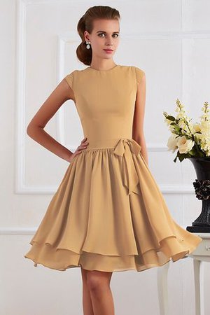 Hoher Kragen Ärmelloses Chiffon Brautjungfernkleid mit Gürtel mit Schleife - Bild 12