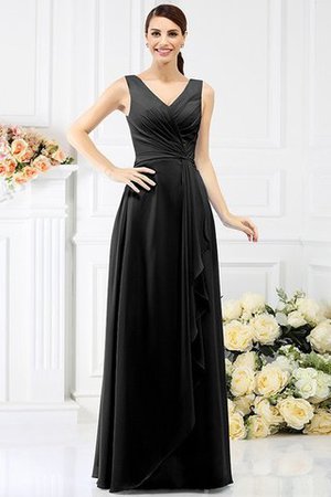 Robe demoiselle d'honneur longue de fourreau en chiffon avec perle v encolure - Photo 2