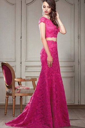 Plissiertes kurze Ärmeln schulterfrei normale Taille Chiffon Schlüsselloch Rücken Ballkleid - Bild 1