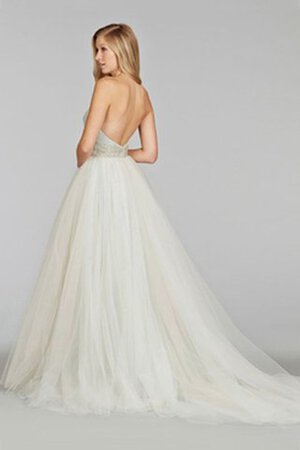 Robe de mariée naturel col en forme de cœur avec cristal textile en tulle avec sans manches - Photo 3