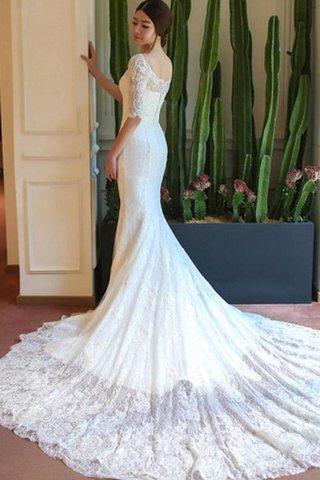 Elegante Vestido de Novia de Corte Sirena de Mangas Illusion de Plisado - Foto 2