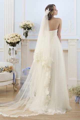 Robe de mariée longueur au ras du sol textile en tulle ruché a-ligne avec lacets - Photo 2