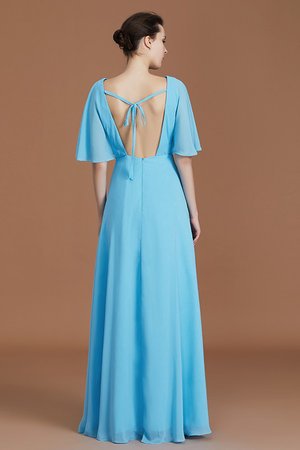 Robe demoiselle d'honneur fascinant avec sans manches ruché en 1/2 manche jusqu'au sol - Photo 2