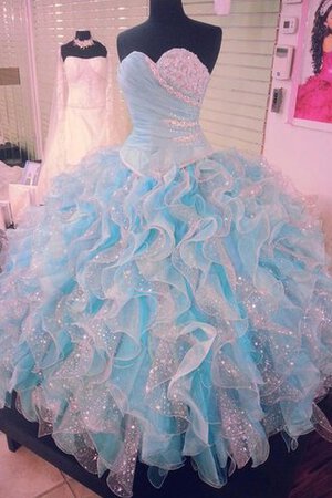 Abito Quinceanera con Fiocco Ball Gown in Tulle A-Line in Pizzo in pizzo - Foto 1