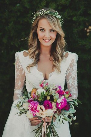 Robe de mariée ligne a brodé pétillant majestueux naturel - Photo 1