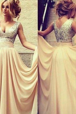 Klassisches Paillettenbesetztes Chiffon luxus bodenlanges tiefer V-Ausschnitt Ballkleid - Bild 1