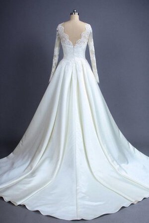 Abito da Sposa con Increspature in Raso conservatore A-Line Elegante in Pizzo - Foto 4