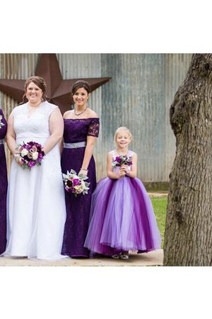 Robe de cortège enfant de princesse avec fleurs textile en tulle jusqu'au sol - Photo 3