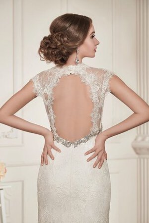 Abito da Sposa in pizzo A Terra con Manica Corte Naturale con Perline Cappellino - Foto 4