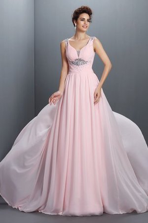 Robe de bal longue de traîne courte en chiffon manche nulle ligne a - Photo 1