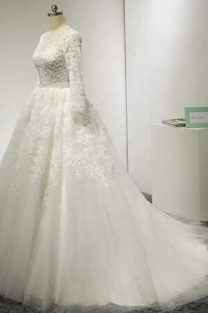 Abito da Sposa con Tre Quarti Lunghezza Maniche A Terra Senza Maniche Cerniera A-Line largo - Foto 3