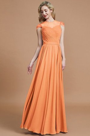 Normale Taille A-Linie Chiffon Kurze Ärmeln Brautjungfernkleid mit Schaufel Ausschnitt - Bild 25