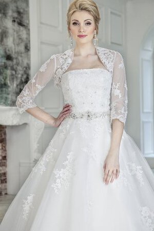 Abito da Sposa con Applique in Pizzo A-Line Lungo conservatore senza strap - Foto 2