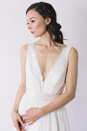 Abito da Sposa V-Scollo Semplice A-Line Schiena Nuda Elegante con Fiocco - Foto 5