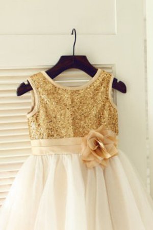 Robe de cortège enfant longue avec fleurs avec zip de princesse encolure ronde - Photo 5