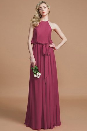 Robe demoiselle d'honneur naturel jusqu'au sol avec chiffon de dos nu avec ruban - Photo 10