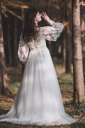 Abito da sposa sogno cerniera con maniche lunghe decorato angelico con fiore - Foto 3