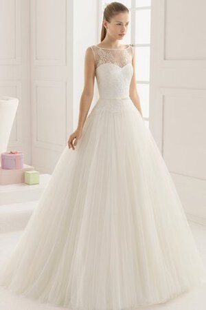 Robe de mariée vintage plissé en tulle avec sans manches a-ligne - Photo 1