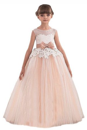 Abito da Cerimonia Bambini Ball Gown con Fusciacca Tondo Naturale in Tulle - Foto 1