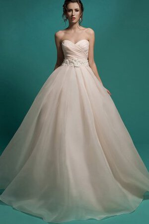 Abito da Sposa in Organza Cuore a Spiaggia con Applique Senza Maniche con Fiocco - Foto 1