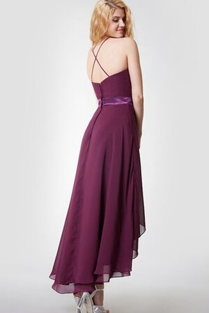 Robe demoiselle d'honneur manche nulle ceinture en étoffe ligne a avec zip avec chiffon - Photo 3