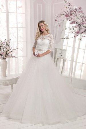 Abito da Sposa Bordo Ondulato Vintage A Terra Lungo in Tulle con Cristino - Foto 6