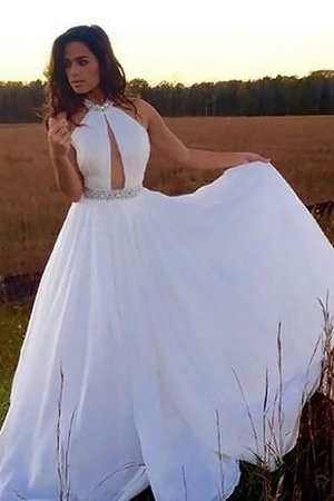 Robe de soirée naturel jusqu'au sol de dos nu avec perle avec chiffon - Photo 1