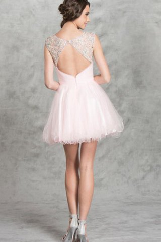 Robe de graduation courte chic en tulle col u profond avec perle - Photo 2