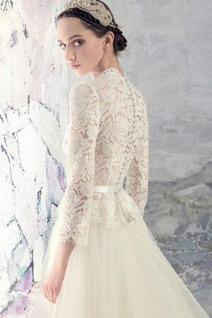 Robe de mariée elégant plissé avec bouton de traîne moyenne haut bas - Photo 2