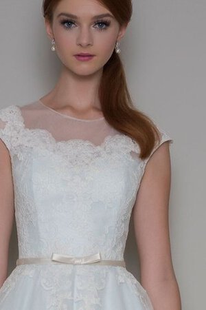 Abito da Sposa classico con Applique in Tulle Cappellino A-Line con Manica Corte - Foto 4