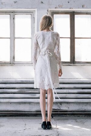 Abito da Sposa Vintage Moderno A-Line con Fusciacca V-Scollo con Fiocco - Foto 4