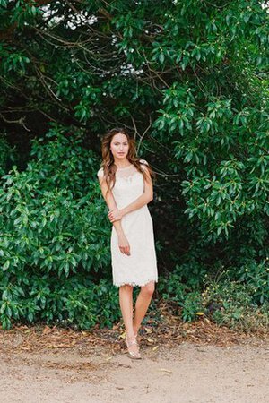 Robe de mariée naturel avec perle col en bateau avec zip maillot - Photo 3