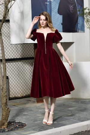 Robe de bal avec manche courte ruchés longs salle interne accrocheur simple - Photo 1